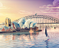 Etihad airways / LowPoly Sydney : Sydney illustration