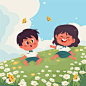 Flat spring illustration Premium Vector