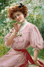 Emile Vernon之仕女图，他的画谈不上很高的艺术性，但却是很典型的爱德华时代对女性的审美，最美好的女子应该象这样，天真，纯洁，不问世事，像孩子般，粉扑扑的脸蛋儿，娇艳明媚如玫瑰的唇，就算心碎死了也应该在临终前做一个最优美的姿态留于他人惆怅~~