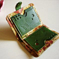 Handmade green leather wallet for women