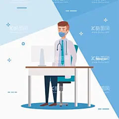 坐诊医生  - 源文件下载【酷图网】医生插画,医生素材,医生人物素材,卡通医生,医生矢量,坐诊医生,医师,医务人员,