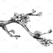 水墨风-桃花花枝贴纸元素