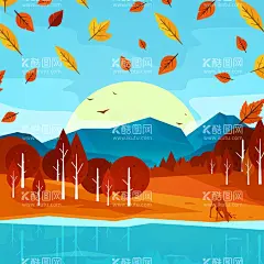 秋天背景   - 源文件下载【酷图网】秋天背景,梦幻,秋天壁纸,大自然,清新,植物,景色,自然季节,四季,秋季,插图,卡通,