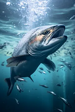 活泼可爱的野生三文鱼动物摄影图片