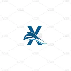 字母X与黄貂鱼图标标志模板插图