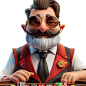 a cartoon of a man with glasses and a suit with a tie that saysthe game of the showon it