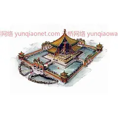 中国经典古建筑原画插画参考素材_云桥网络
