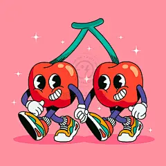 潮流趣味卡通手绘水果蔬菜饮料啤酒美食插画海报AI矢量设计素材-淘宝网