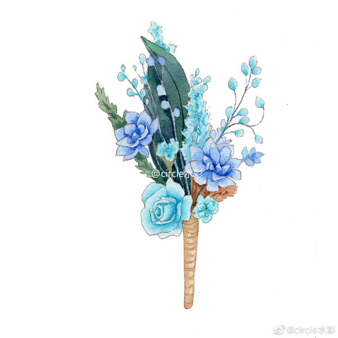 钢笔淡彩花束
作者：circle水彩
​...