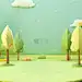 春天春季春日3D立体C4D微缩植物产品背景场景图片素材