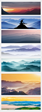 高清唯美山水山峦山峰风景背景画图片素材