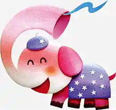 粉色笑眯眯的大象动漫人物