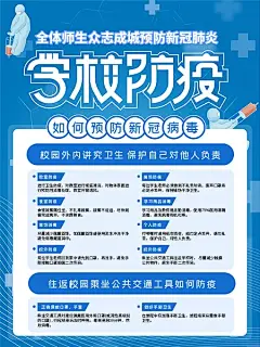 学校疫情防控指南宣传海报PSD-图巨人