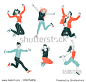 Jumping people isolated on white background.various poses jumping people character. hand drawn style vector design illustrations.happiness  freedom  motion and people concept.flat simple set of people