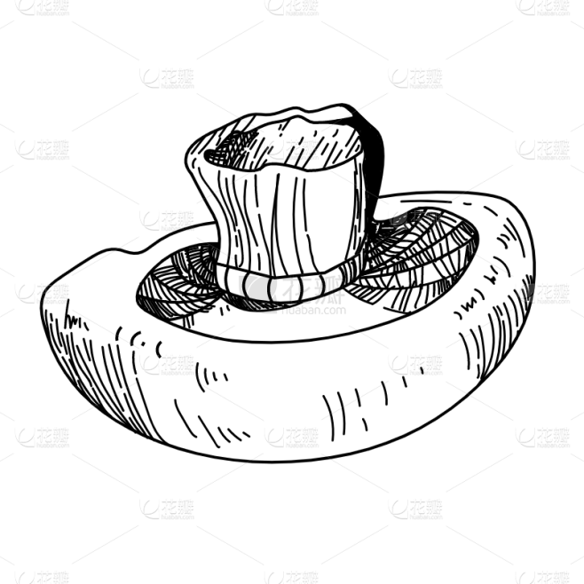 SVG-美食元素蔬菜线稿贴纸-蘑菇