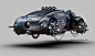 Retro-futuristic noir-style vehicle design by Jomar Machado 