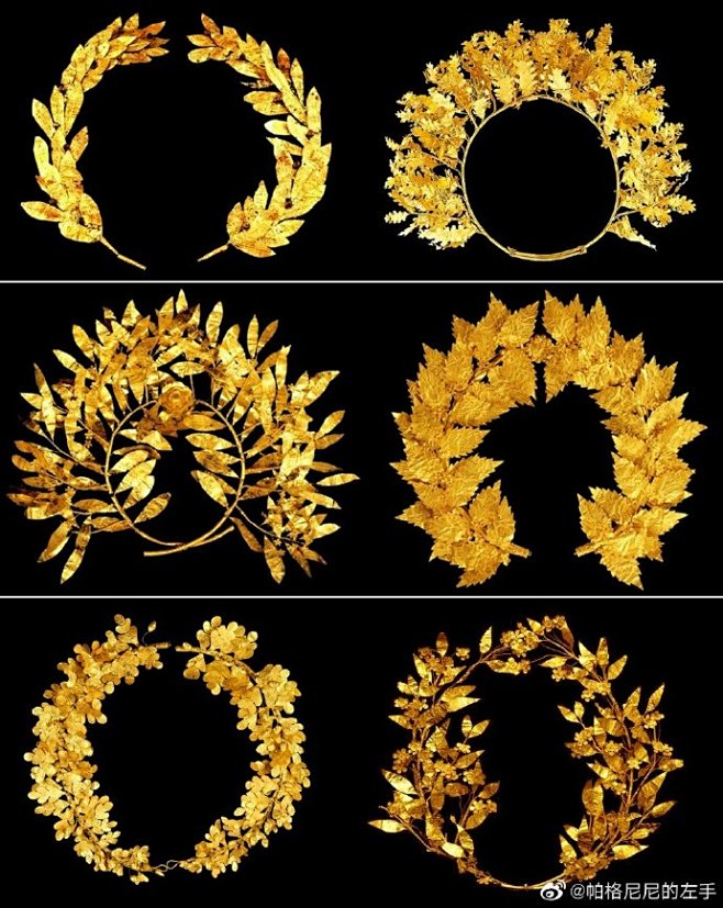 Hellenistic Gold Wreaths.希腊化时期的金花叶冠Wreath（花环、花叶冠）从古希腊时开始，就已具有象征意义了。人们把它 ...