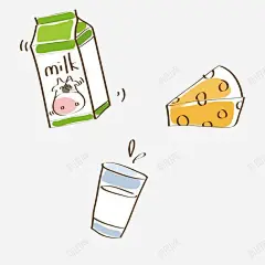 卡通牛奶盒奶酪和杯子 牛奶盒 元素 免抠png 设计图片 免费下载 页面网页 平面电商 创意素材