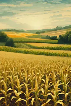 玉米田的插画艺术作品
