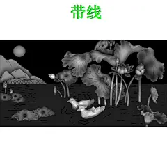 A072精雕图灰度浮雕图雕刻荷花图库