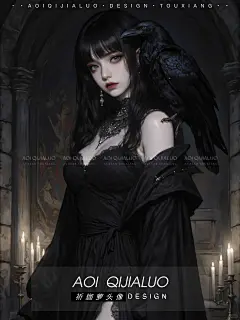 哥特风魔女暗黑系乌鸦少女头像插画_5_Aoi祈鉫萝_来自小红书网页版