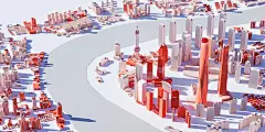 3D中国红上海浦东城市风景插图图片下载