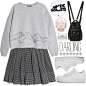 A fashion look from March 2015 featuring long sleeve sweatshirt, long ruched skirt and white sneakers. Browse and shop related looks.