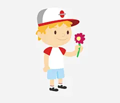 拿着小花的男孩儿高清素材 png 设计图片 免费下载 页面网页 平面电商 创意素材 png素材