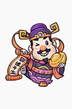 紫色财神爷新年春节卡通吉祥物模型图片