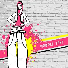 女童的嘻哈风格的插图