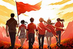 红旗国庆团队元素