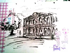 1992525  的插画 画在同学录上的学校建筑。。。。