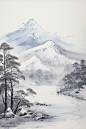 国风水墨大雪小雪雪景插画