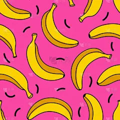 无缝图案。粉色背景的黄色香蕉。矢量图解。手拉手包装、纺织品、壁纸的趋势质感.