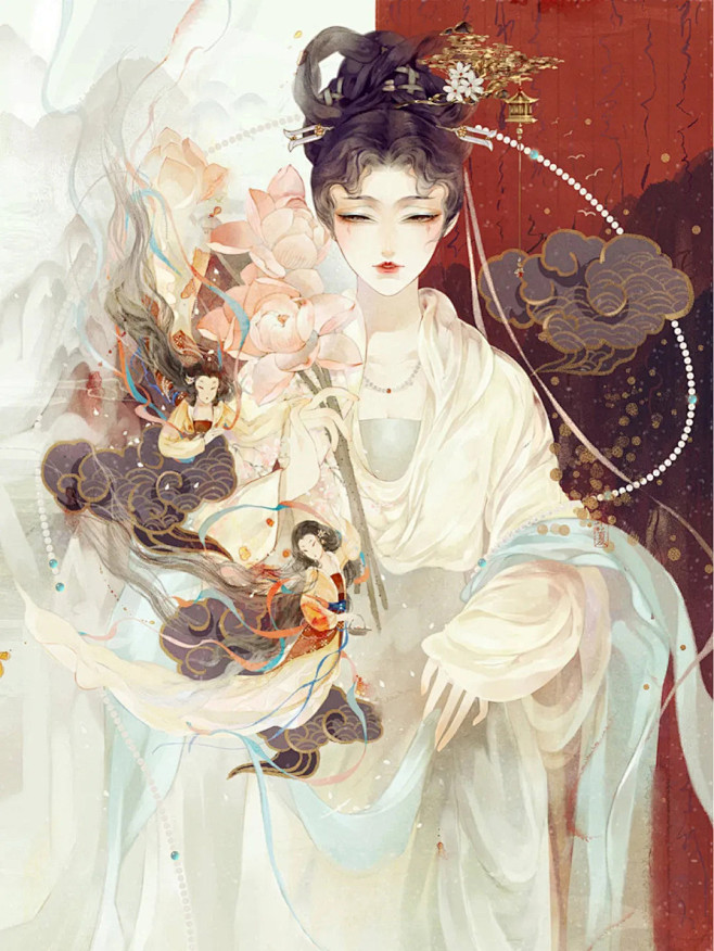 丹凤眼的古风神魔插画虚妄系列