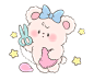 免抠元素 png 透明背景 可爱粉色小熊 心心 蝴蝶结 维尼 兔子 少女 萌 