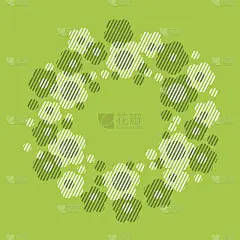 绿色概念几何风格的花卉矢量插图。抽象花圈邀请，包装，表面设计，卡片，海报。