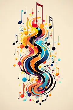 AI数字艺术音乐乐符乐谱元素插画