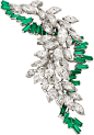 Diamond, Emerald, Platinum Pendant-Brooch, French