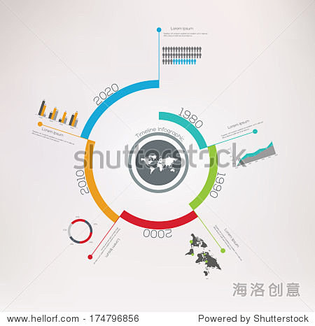 螺旋时间表信息图。矢量设计模板。-商业/...