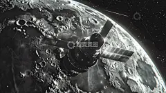 月球轨道上的卫星月面景观壁纸高清模板免费下载-趣麦麦图