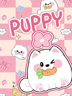 原创线条萨摩耶可爱小狗四方连续插画壁纸 - 小红书