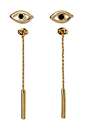 Hey, my eyes are up here! These awesome earrings featuring hanging gold bars attached to eye studs and a post back closure.