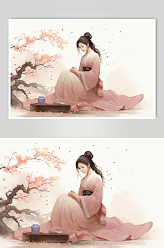 AI数字艺术新中式中国风美女人物插画-众图网