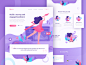 Boostr - Social Media Engagement Booster Landing Page header illustration social media character header website web ui landing page trend 2018 purple pink girl illustration@岸与微末