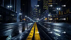 Ai产生的 路 街道 城市 高速公路 风景秀丽的 大街 夜晚