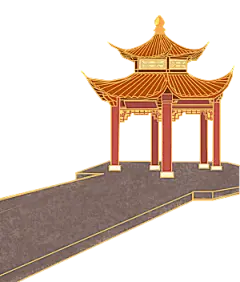 国潮风古建筑古楼古塔鼓楼复古中国风插画