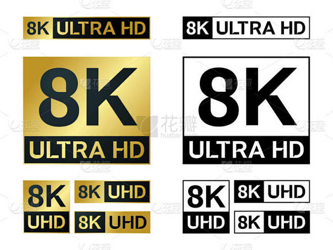 8 k 超高清图标。对高清晰度的矢量 8kuhd 电视符号