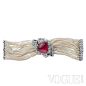 卡地亚高级珠宝Sortilège de Cartier系列手链：铂金，红碧玺，珍珠，缟玛瑙，明亮式切割钻石