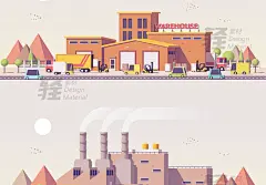 卡通城市建筑道路交通商店铺游戏背景场景扁平风矢量插画设计素材-淘宝网